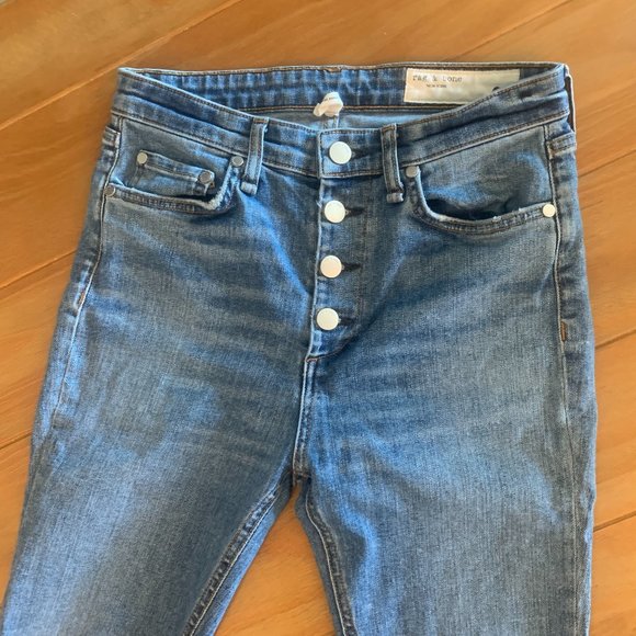 🌺 SOLD rag & bone Nina Highrise Skinny Farrow Button Fly - Picture 4 of 12
